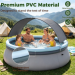 118” x 68” Large Capacity Outdoor Inflatable Pool with Sunshade Tent, Tear‑Resistant PVC Blow‑Up Pool with Repair Kit, 6‑Person Portable Family Swimming Pool - Image 5