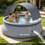 118” x 68” Large Capacity Outdoor Inflatable Pool with Sunshade Tent, Tear‑Resistant PVC Blow‑Up Pool with Repair Kit, 6‑Person Portable Family Swimming Pool - Image 6