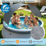 118” x 68” Large Capacity Outdoor Inflatable Pool with Sunshade Tent, Tear‑Resistant PVC Blow‑Up Pool with Repair Kit, 6‑Person Portable Family Swimming Pool - Image 8