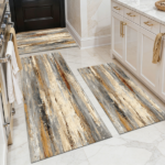 Three-piece kitchen rug set, non-slip and washable, abstract pattern kitchen hallway rug, soft and comfortable, suitable for sinks, floors, entrances, hallways and bathrooms.