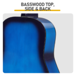 Blue 38-inch Round Acoustic Guitar with Picks, Strings, Capo, Case, Tuner, and Strap - Image 10