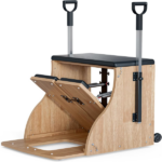 Pilates Chair Wunda Chair Pilates Combo Chair with Handles Split Pedals Reformer Machine for Yoga Core Training Rehabilitation Includes Non-Slip Socks (Wood Panel Bracket)