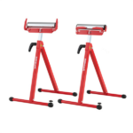 2-Pack Heavy Duty Metal Folding Roller Stand with Edge Guides Portable Woodworking Support - Red - Image 3