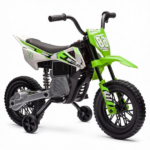Green 12V Kids Electric Motorcycle – Twist Handle Throttle, Safety Training Wheels, Rear Suspension System, Music Playback - Image 6