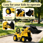 3 in 1 Ride On Toy Bulldozer – Digger Tractor Pulling Cart for Backyard Sandbox Pretend Play - Image 6