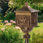 Cast Aluminum Mailbox with Post, Heavy Duty Postal Box with 2 Keys, Baffle Door, Expansion Bolts, Address Panel, In-Ground Large Security Mailbox for Outside, Antique Bronze - Image 8