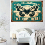 CIFbuy 1pc Vintage Garden Sign "All Pollinators Are Welcome Here", Retro Iron Metal Tin Sign, Rustic Farmhouse Indoor Outdoor Yard Deco TikTok, TikTok, etal Tin Sign Self-pickup Logiopics - Image 4