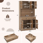 Natural Boho 6-Door Pantry Cabinet, PE Rattan Doors & Built-in Charging Station (2 AC Outlets + 2 USB Ports) - Image 4