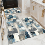 Three-piece kitchen rug set, non-slip and washable, abstract pattern kitchen hallway rug, soft and comfortable, suitable for sinks, floors, entrances, hallways and bathrooms. - Image 13