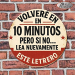 CIFbuy 1pc 8x8in Vintage "Be Back in 10 Minutes" Round Sign, "Be Back in 10 Minutes" Round Sign, "Please Read This Sign Again" in 10 Minutes" Round Sign, Minutes" Round Sign, "Please Read This Sign Again" TikTok, TikT Self-pickup Logiaiics - Image 5