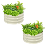 2 Pcs 2×2×1ft Raised Garden Bed, Round Galvanized Outdoor Planter Box, Metal Garden Bed for Planting Vegetables Fruits Flowers, White - Image 8