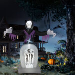 8ft Garden 3pcs LED String Lights Grim Reaper and Grave Inflatable Halloween Decoration - Image 5