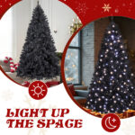 7.5 FT Pre-lit Artificial Christmas Tree, Hinged Xmas Pine Tree with 1350 Branch Tips, 400 Lights and Remote Control for Holiday Party Office Home, Black - Image 9
