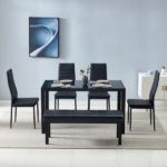 4pcs Elegant Assembled Stripping Texture High Backrest Dining Chairs Black Replace encoding 13028198-18410366 - Image 116