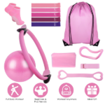 14Pcs All-in-One Pilates Kit, Pilates Ring Yoga Ball Resistance Bands Set with Carry Bag, Full Body Workout Equipment for Home Gym Travel - Image 3