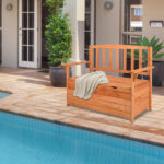 112 * 58 * 84cm Cedar Yard Storage Box With Backrest Armrest Bright Orange Red - Image 3