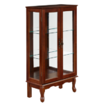 Curio Cabinet Lighted Curio Diapaly Cabinet with Adjustable Shelves and Mirrored Back Panel, Tempered Glass Doors - Image 7