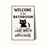 CIFbuy Vintage | 2D Flat Iron Metal Sign Black Cat Bathroom Wall Decor 8x12 Inch 1Pack Welcome To The Bathroom Rustic Plaque Art For Re TikTok, TikTok, r Re Self-pickup Logiopics