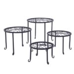 4 Plant Shelves with 4-1 Round Pattern in Black Baking Paint (Yh-Cj009)