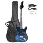 Lightning Style Electric Guitar with Power Cord/Strap/Bag/Plectrums Black & Dark Blue - Image 2