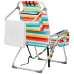 Same Code 14464082 63*70*99cm Heightened Oxford Cloth Silver White Aluminum Tube Bearing 100kg Beach Chair Rainbow Stripes - Image 10