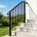 [Same Code 11384510 73142795]Artisasset Matte Black Outdoor 3 Level Iron Handrail - Image 24