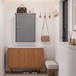 Gray P2 MDF painted finish, 34.6*20*50cm, single door with one shelf, bathroom vanity - Image 8