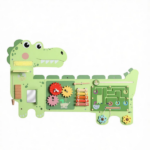 Green Dinosaur Wall-Mounted Sensory Toys – Montessori MDF Sensory Wall 87x52x5.5cm - Image 2