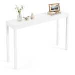 48" Solid Wood Leg Console Table, Narrow Farmhouse Entryway Table for Hallway & Sofa - White - Image 2