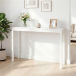 48" Solid Wood Leg Console Table, Narrow Farmhouse Entryway Table for Hallway & Sofa - White - Image 7