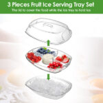 Fruit Ice Serving Tray Chilled Veggie Tray Shrimp Cocktail Serving Dish Appetizer Party Serving Platter Cold Food Buffet Server with Lid and 4 Compartments 3 Tongs 10 Sporks - Image 3
