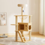 48.8" Modern Cat Tower, Wood Cat Tree Tower for Indoor Cats, Cat Treewith Sisal-Covered Scratching Posts and Top Perch, Cat Condo with Acrylic Hammock for Small Large Cats -Does not support self pick - Image 4