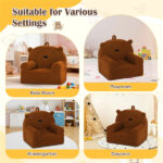 Bear-Shaped Kids Sofa, Teddy Fleece Foam Chair for Toddlers 3+, Portable Bear-Shaped Couch (Brown) - Image 6