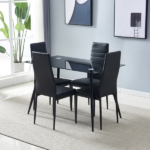 4pcs Elegant Assembled Stripping Texture High Backrest Dining Chairs Black Replace encoding 13028198-18410366 - Image 143