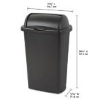 Large Kitchen Trash Can, 13 Gallon Plastic Garbage Bin with Roll Top Lid, Black (Shipment from Walmart) - Image 2