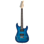 [Do Not Sell on Amazon] GST Stylish H-H Pickup Tiger Stripe Electric Guitar Kit with 20W AMP Bag Guitar Strap Blue - Image 2