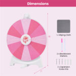 14-Slot Customizable Spinning Prize Wheel with Foldable Stand, Rewritable Tabletop Fortune Wheel - Pink - Image 4