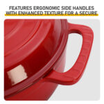 Cast iron 7.5QT cooking pot - Gradient red color - Includes two silicone gloves - Enamel pot - Image 5