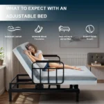 Electric Lift Bed for Seniors - Wired Remote Control with One-Touch Backrest Lift & Leg Lowering, Fall-Safe Rails & Detachable Meal Tray, Safe Standing/Sitting/Lying Aid - Image 14