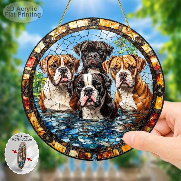 61cfa637-0a64-4c7a-bf98-01a751e2f210-1.png CIFbuy Acrylic Suncatcher Dog Wall Art Home Decor Vibrant Stained Glass Style Boxer Dog Gift Hanging Pendant Colorful Window Decor(TikTok, temu pick-up service) - Image 1