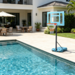 Adjustable Height Portable Basketball Hoop Stand 36.5-48.5 Inch Poolside System with Clear Backboard And Fillable Base for Whole Family - Blue Black Red - Image 8