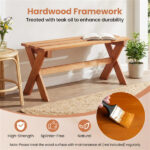 36" Teak Oil Hardwood Backless Garden Bench, 660 LBS Load Capacity 2-Person Outdoor Bench - Image 7