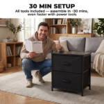 2-Pack 2/4-Drawer Dresser with Metal Frame & Wood Top, Fabric Storage Organizer,Black - Image 3
