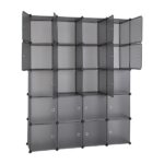 20 Cube Organizer Stackable Plastic Cube Storage Shelves Design Multifunctional Modular Closet Cabinet with Hanging Rod Gray - Image 6