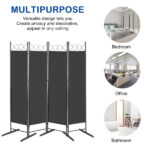 5.74FT 4-Fold Top With Shape 160g Polyester Cloth Plastic Feet Carbon Steel Frame Foldable Screen Black - Image 4