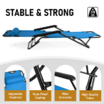 Same Code 75407956 Folding Chaise Lounge Chair for Outdoor, 2-in-1 Portable Tanning Chair with Pillow, Adjustable Recliner Chair for Beach Camping Pool, Blue - Image 24