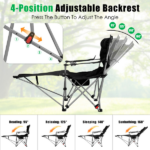 Outdoor Reclining Camping Lounge Chair 95°-160° Adjustable Angle Carbon Steel Frame Heavy Duty Foldable Chair with Storage Bag for Patio Backyard Travel - Image 12