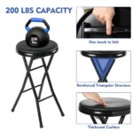 Vinyl Padded Folding Counter Stool, Black (Set of 2) - Image 3