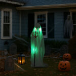 4.3ft Halloween Decorations Outdoor Life Size Animatronics Ghost with Trident, Sound-Actived Party Decor with Green Lights and Creepy Sound, Scary Haunted House Props for Garden Yard Lawn - Image 14