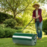 24in Heavy Duty Steel Lawn Roller, Garden Roller Can Be Filled with Water or Sand, Hand Roller with U-shaped Handle, Green & Black - Image 8